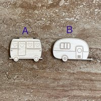 Handmade wooden DIY camper cutout in two unique styles, ready to paint or decorate