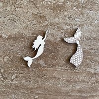 Handmade wooden DIY mermaid cutout in two unique styles, ready for paint or decorating