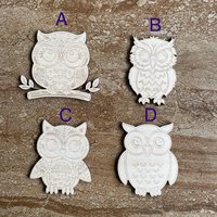 Handmade wooden DIY owl cutout in four unique styles, ready to paint or decorate