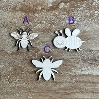 Handmade wooden DIY bee cutout in three unique styles, ready to paint or decorate
