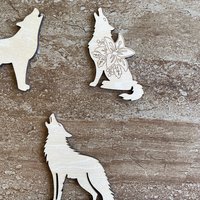 Handmade wooden DIY wolf cutout in three unique styles, ready to paint or decorate