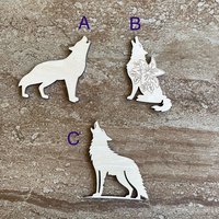 Handmade wooden DIY wolf cutout in three unique styles, ready to paint or decorate