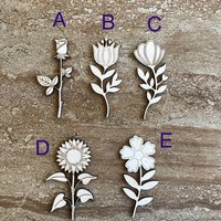 Handmade wooden DIY flower cutout in five unique styles, ready for paint or decorating