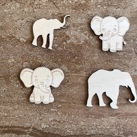 Handmade wooden DIY elephant cutout in four unique styles, ready to paint or decorate