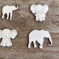 Handmade wooden DIY elephant cutout in four unique styles, ready to paint or decorate