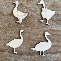 Handmade wooden DIY goose cutout in four unique styles, ready to paint or decorate