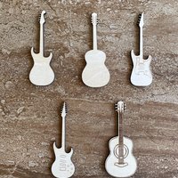 Handmade wooden DIY guitar cutout in five unique styles, ready for paint or decorating