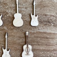 Handmade wooden DIY guitar cutout in five unique styles, ready for paint or decorating