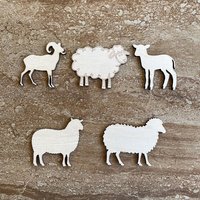 Handmade wooden DIY sheep cutout in five unique styles, ready to paint or decorate