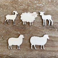 Handmade wooden DIY sheep cutout in five unique styles, ready to paint or decorate