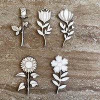 Handmade wooden DIY flower cutout in five unique styles, ready for paint or decorating
