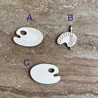 Handmade wooden DIY paint palette cutout in three unique styles, ready for paint or decorating