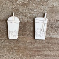Handmade wooden DIY bubble tea cutout in two unique styles, ready for paint or decorating