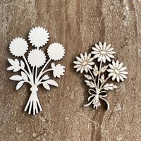 Handmade wooden DIY flower bouquet cutout in two unique styles, ready for paint or decorating