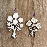 Handmade wooden DIY flower bouquet cutout in two unique styles, ready for paint or decorating