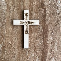 Handmade wooden DIY cross cutout ready for paint or decorating