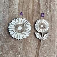 Handmade wooden DIY Gerbera daisy cutout in two unique styles, ready for paint or decorating