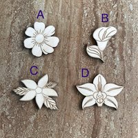 Handmade wooden DIY flower cutout in four unique styles, ready for paint or decorating