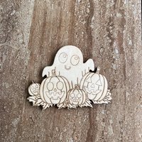 Handmade wooden DIY ghost cutout ready for paint or decorating