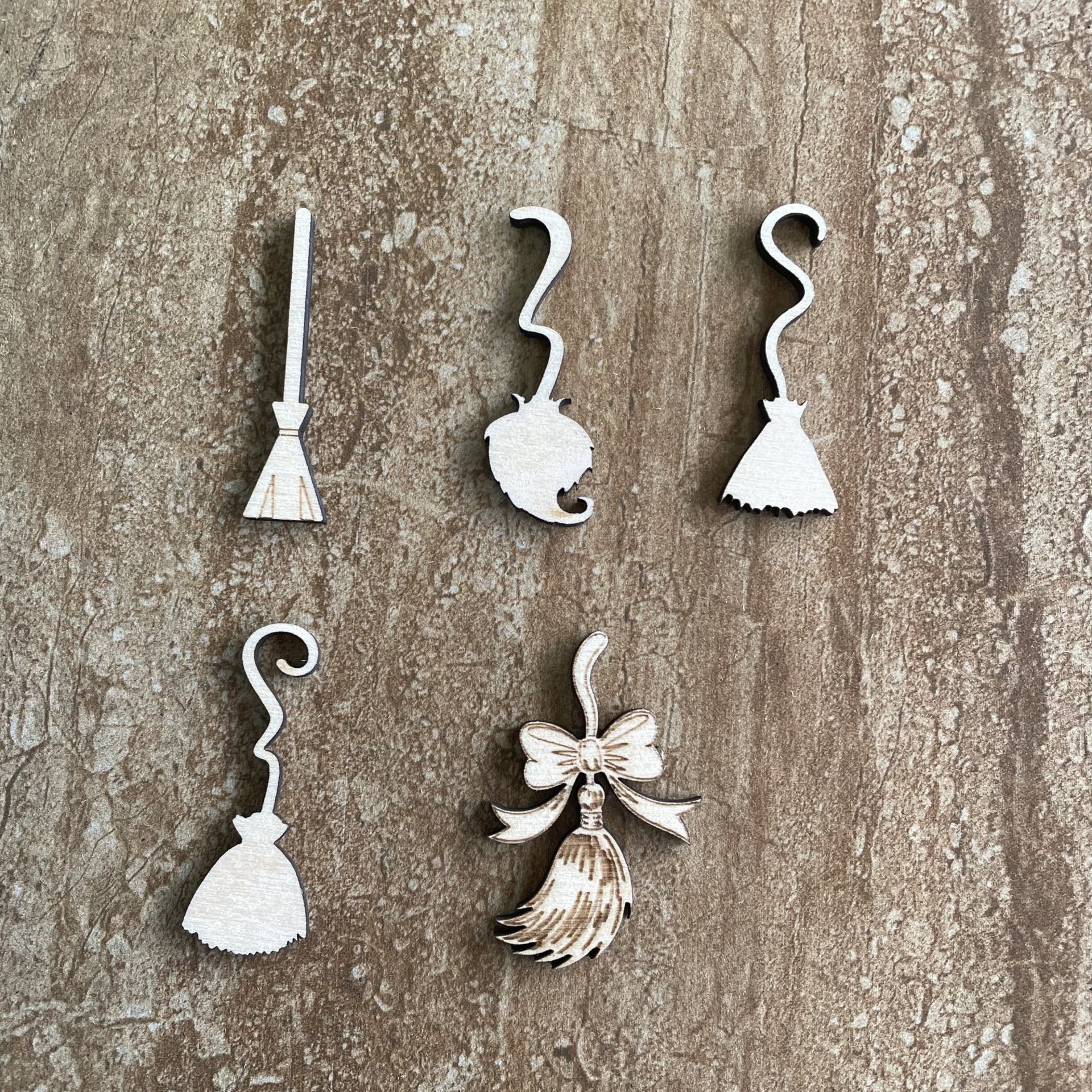 Wood Witches Broom Cutout, Halloween Craft Shape, Decor