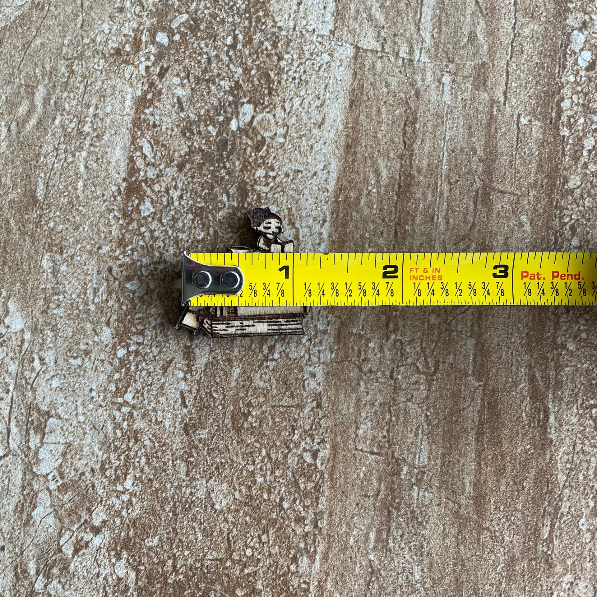 Handmade wooden book-shaped buttons for crafts, sewing, and scrapbooking projects