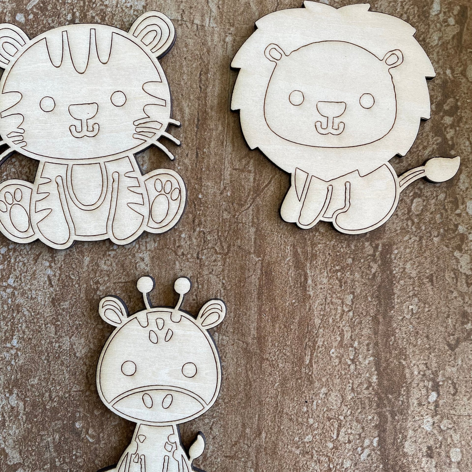 Handmade wooden DIY woodland animal cutout in five unique styles, ready to paint or decorate