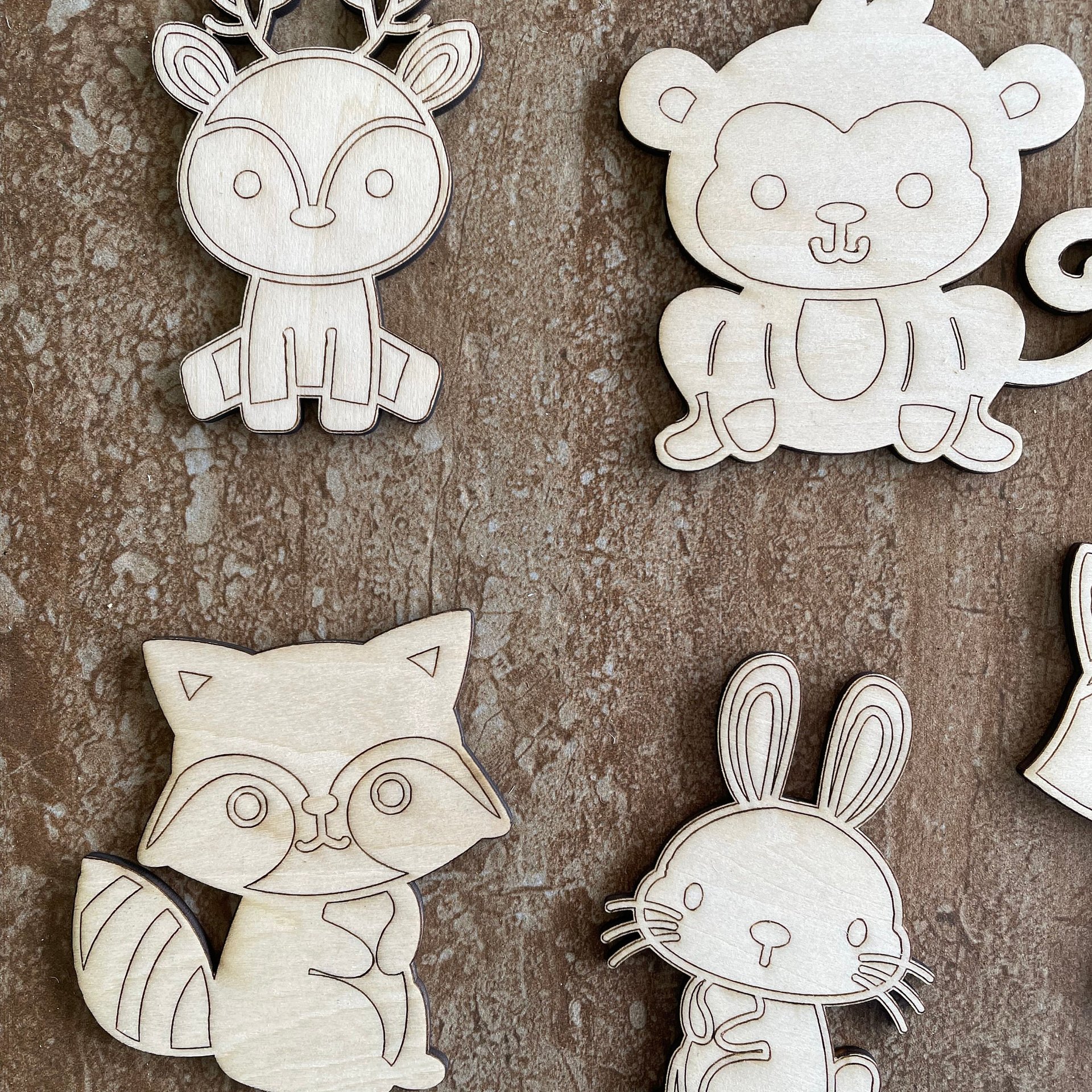 Handmade wooden DIY woodland animal cutout in five unique styles, ready to paint or decorate