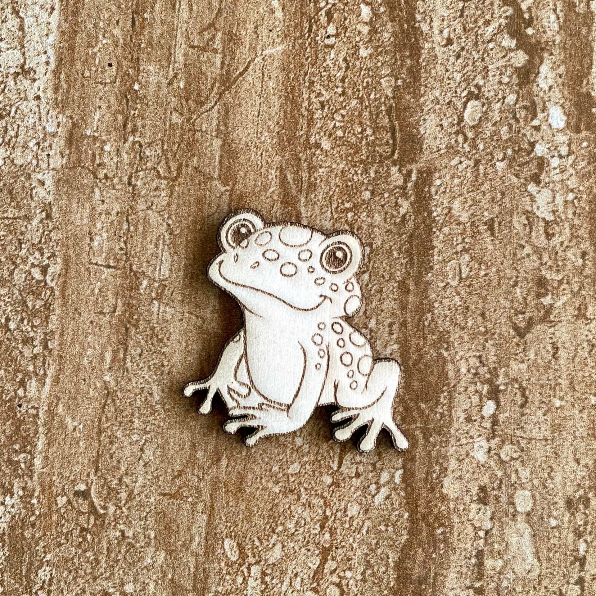Handmade wooden DIY engraved frog cutout ready to paint or decorate