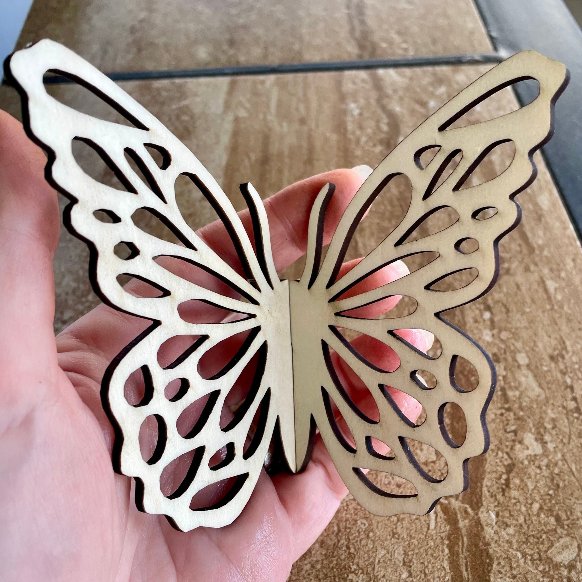 Handmade wooden DIY 3D butterfly cutout ready to paint or decorate