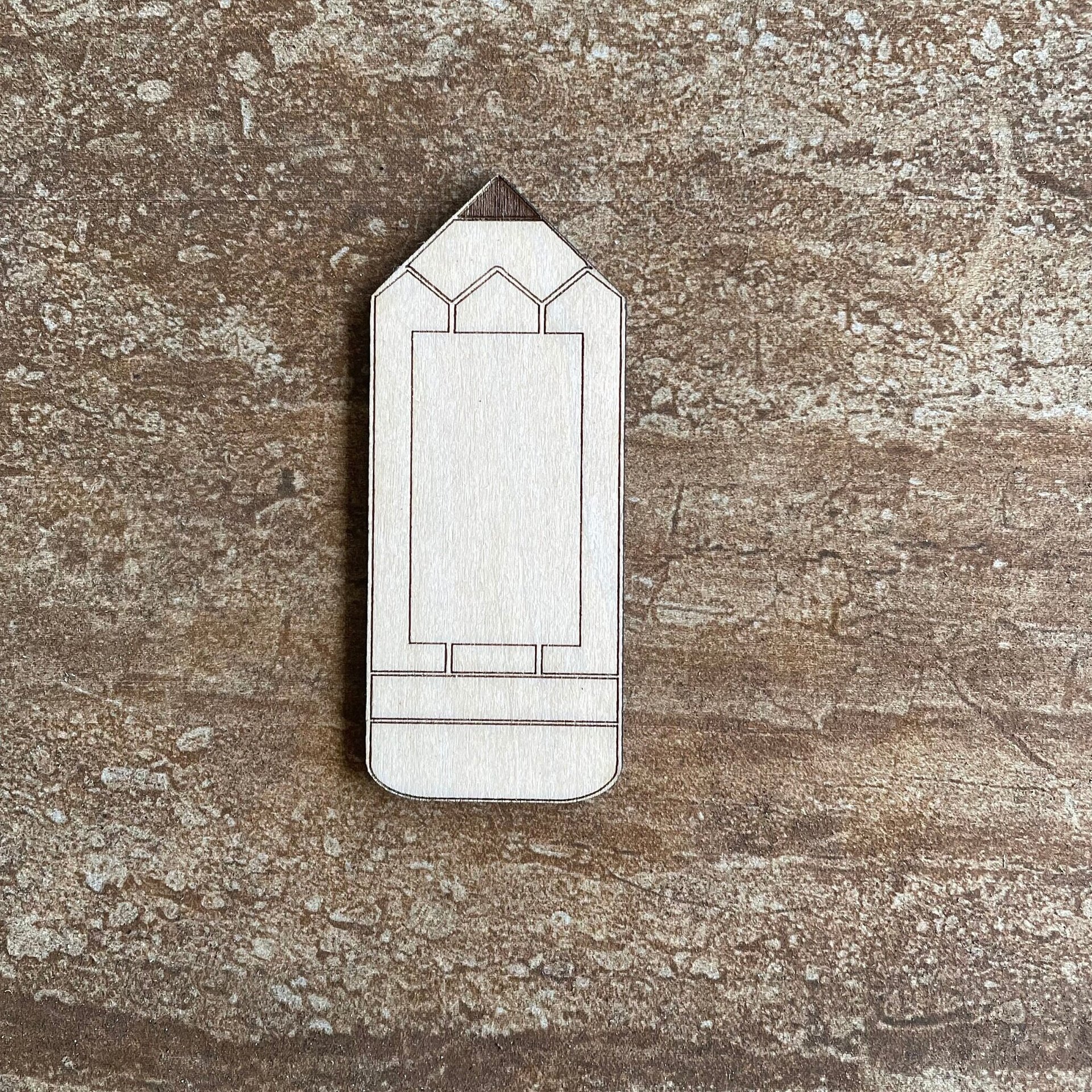 Handmade wooden DIY pencil cutout ready for paint or decorating