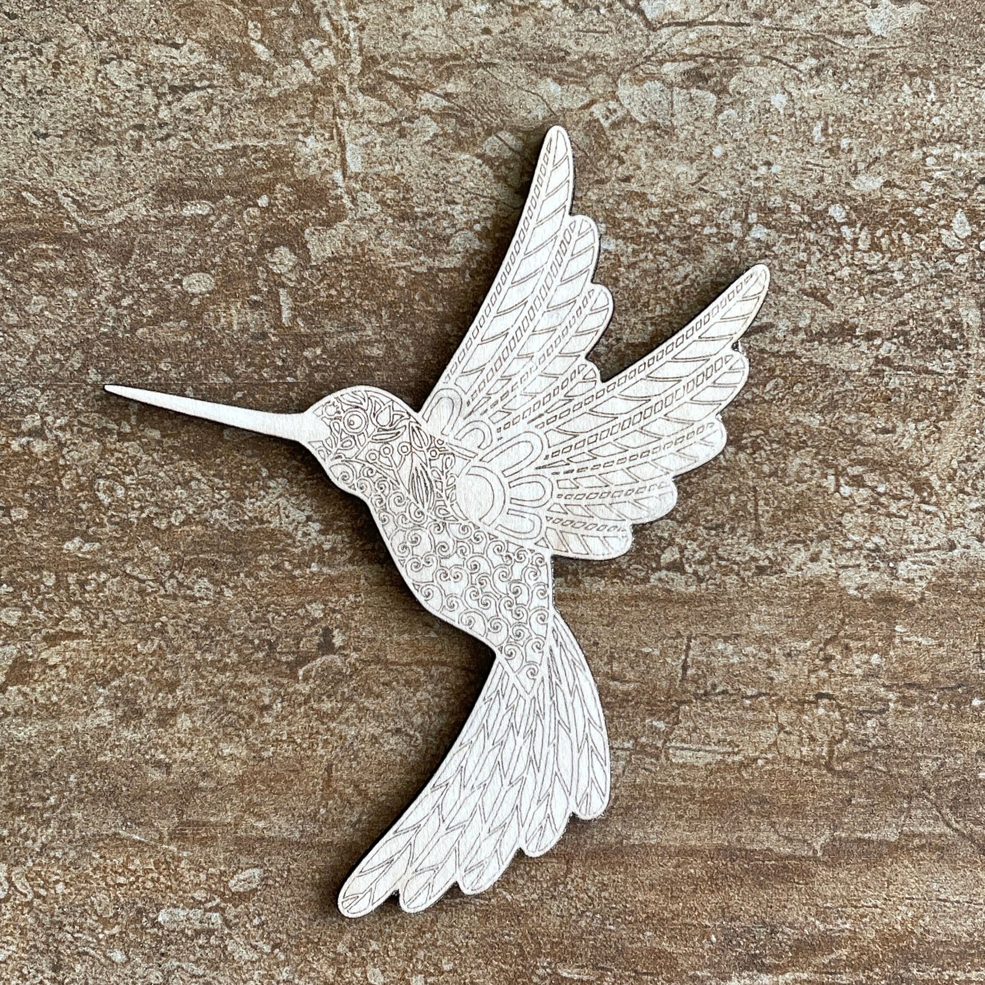 Handmade wooden DIY hummingbird cutout ready to paint or decorate