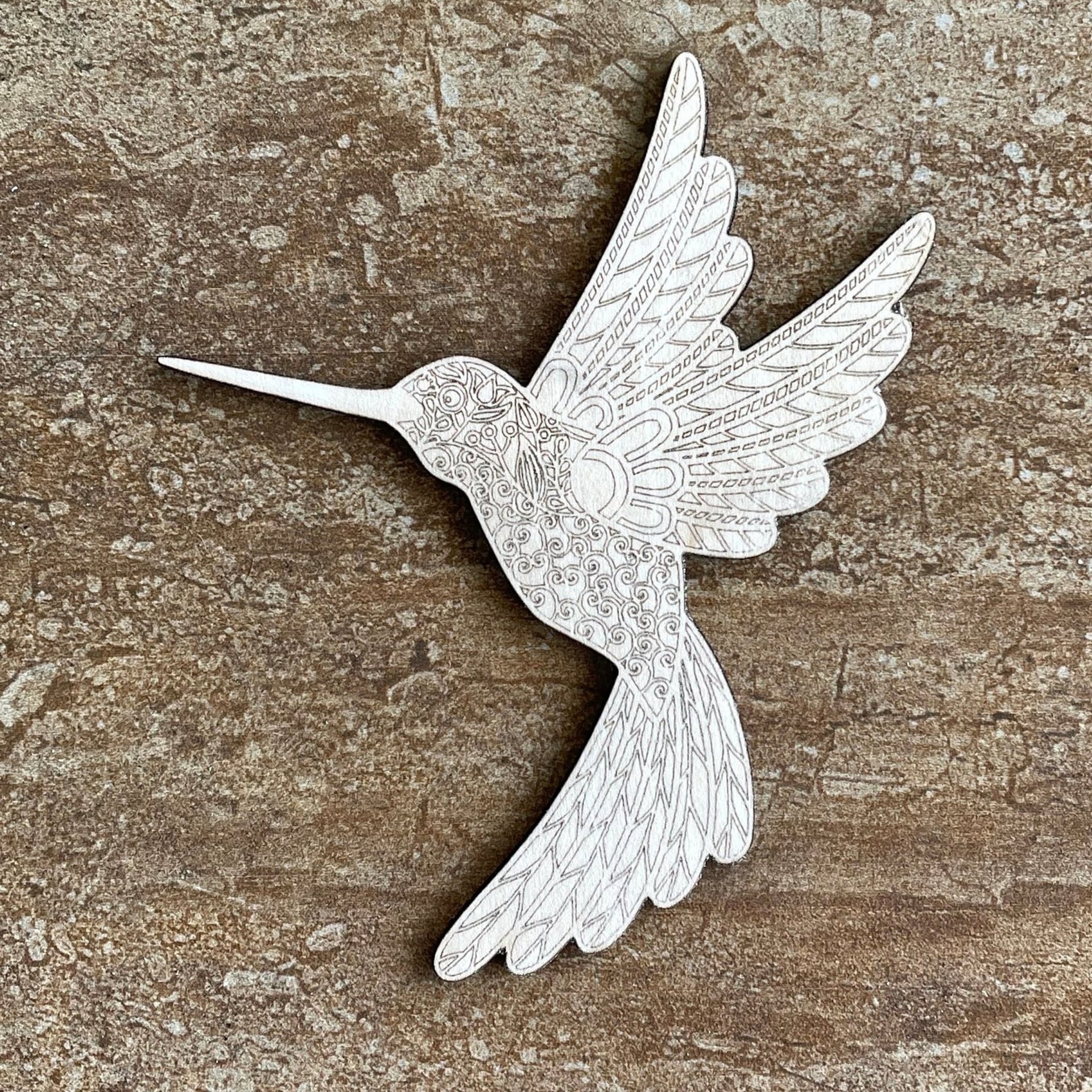 Handmade wooden DIY hummingbird cutout ready to paint or decorate
