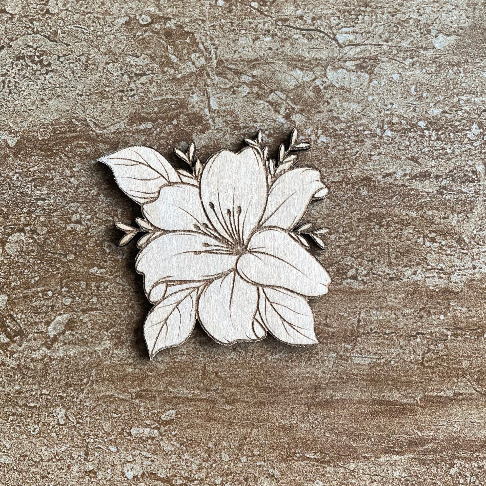 Handmade wooden DIY Lily flower cutout ready for paint or decorating