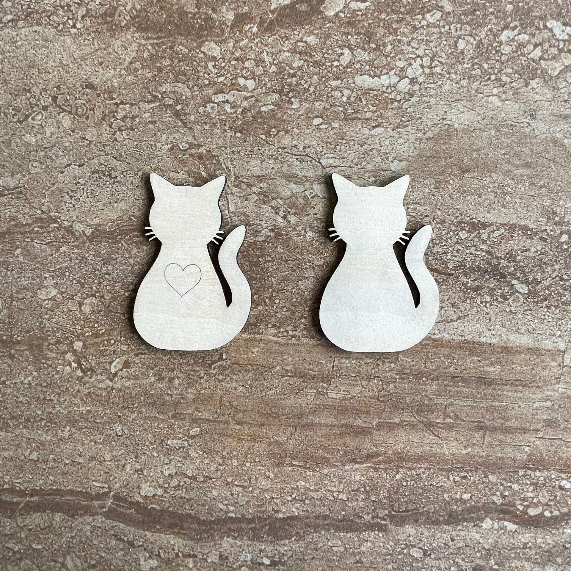 Handmade wooden DIY cat cutout in two unique styles, ready to paint or decorate