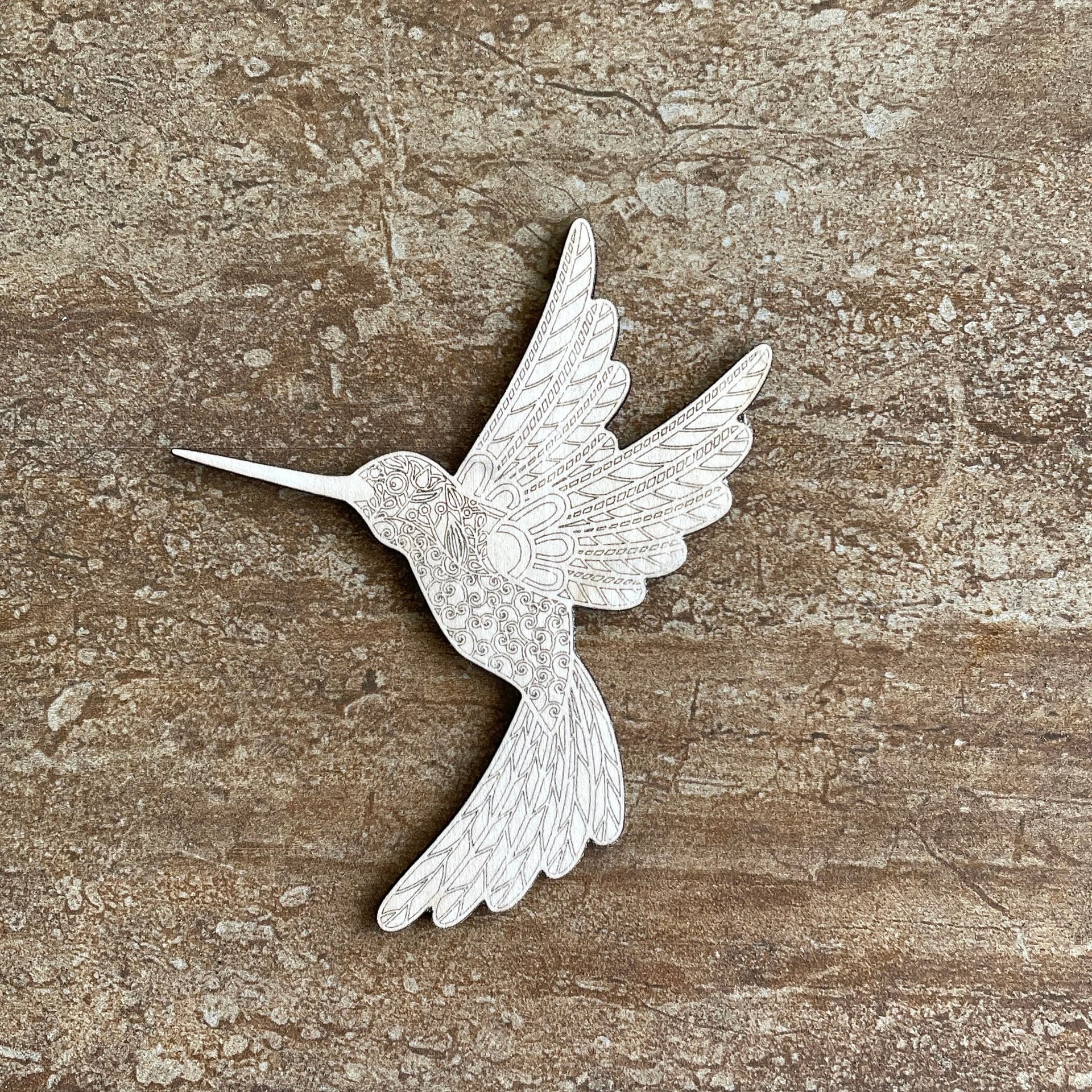 Handmade wooden DIY hummingbird cutout ready to paint or decorate