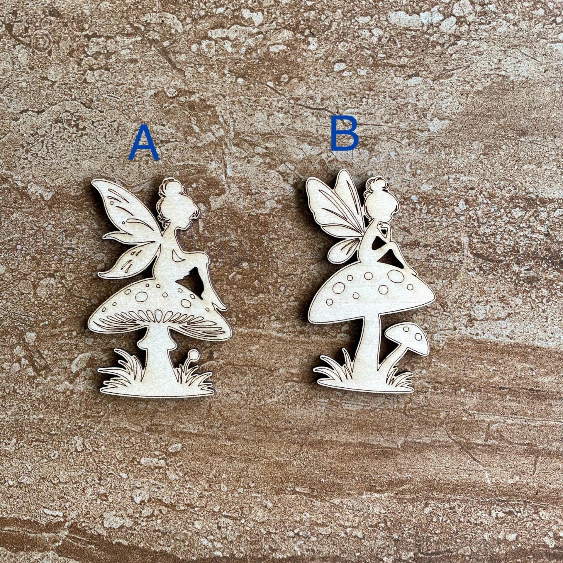 Handmade wooden DIY fairy cutout in two unique styles, ready for paint or decorating