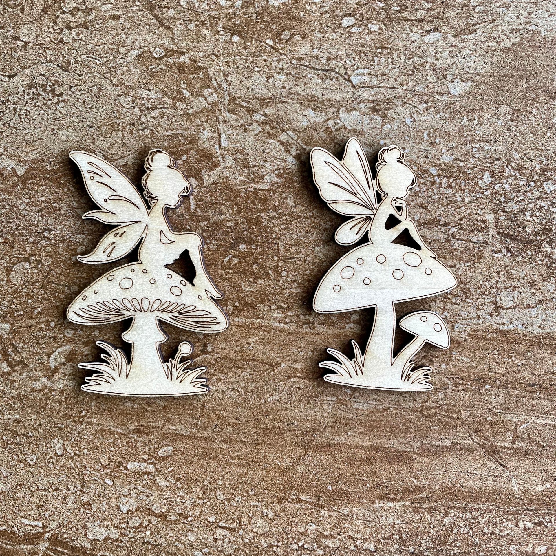Handmade wooden DIY fairy cutout in two unique styles, ready for paint or decorating