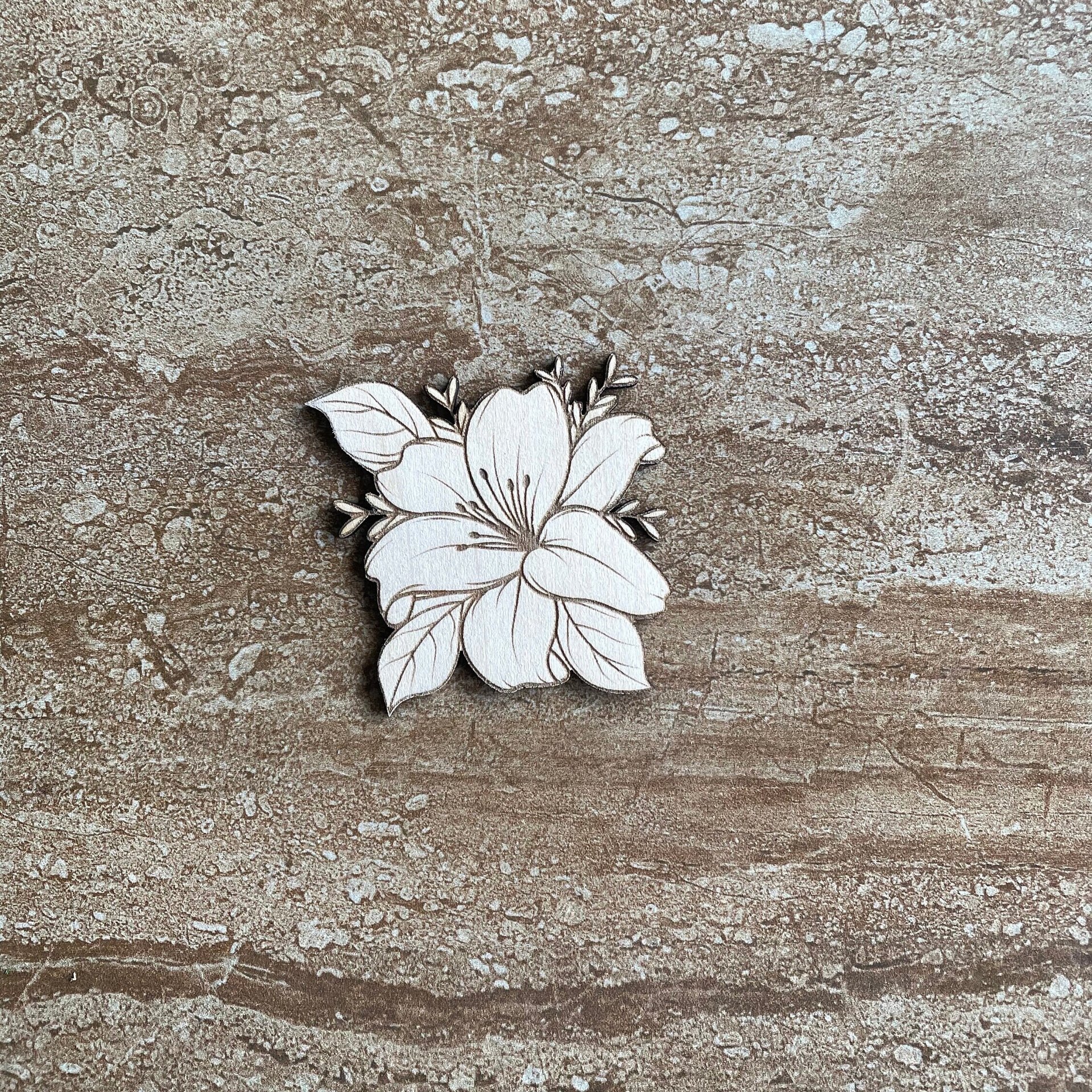 Handmade wooden DIY Lily flower cutout ready for paint or decorating