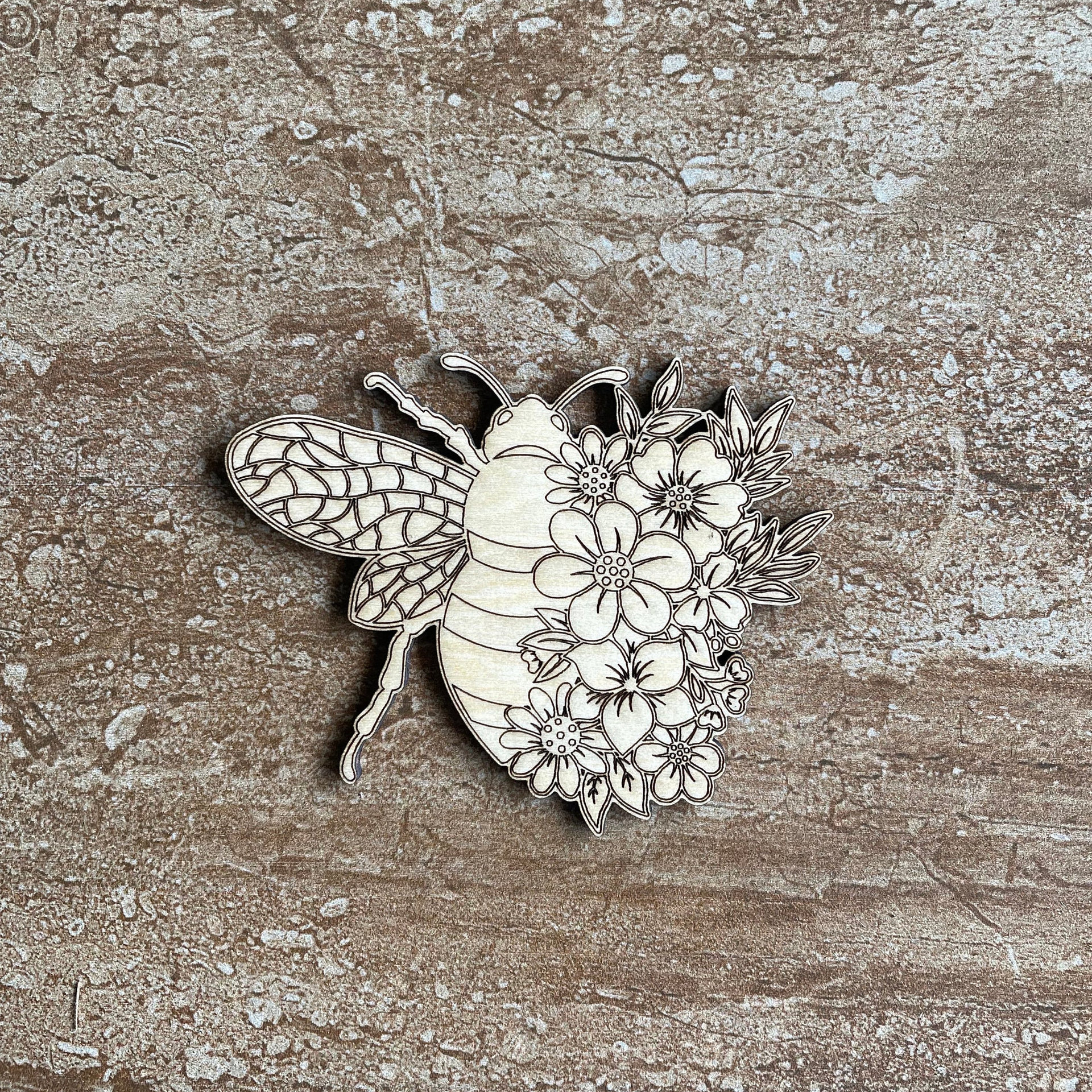 Handmade wooden DIY bee cutout ready to paint or decorate