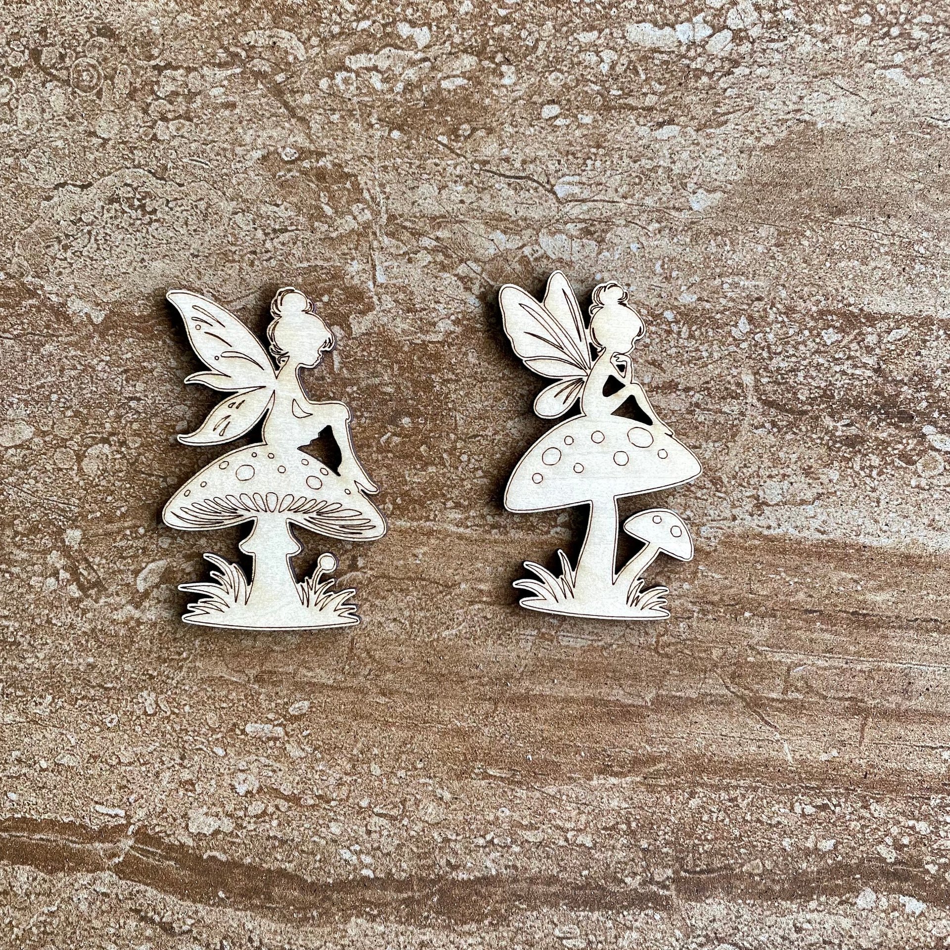 Handmade wooden DIY fairy cutout in two unique styles, ready for paint or decorating