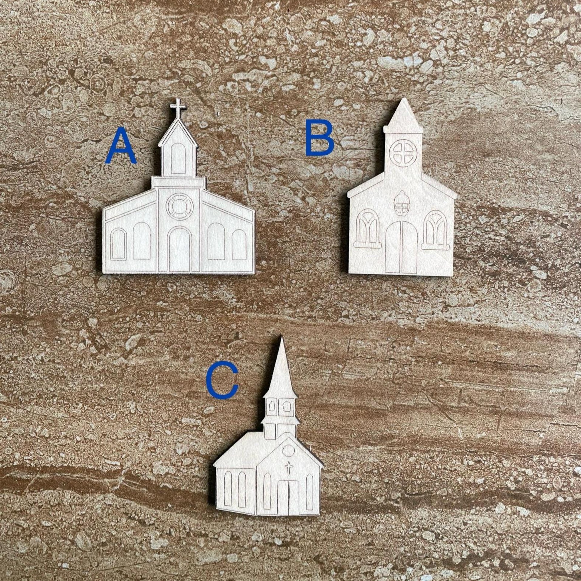 Handmade wooden DIY church cutout in three unique styles, ready to paint or decorate
