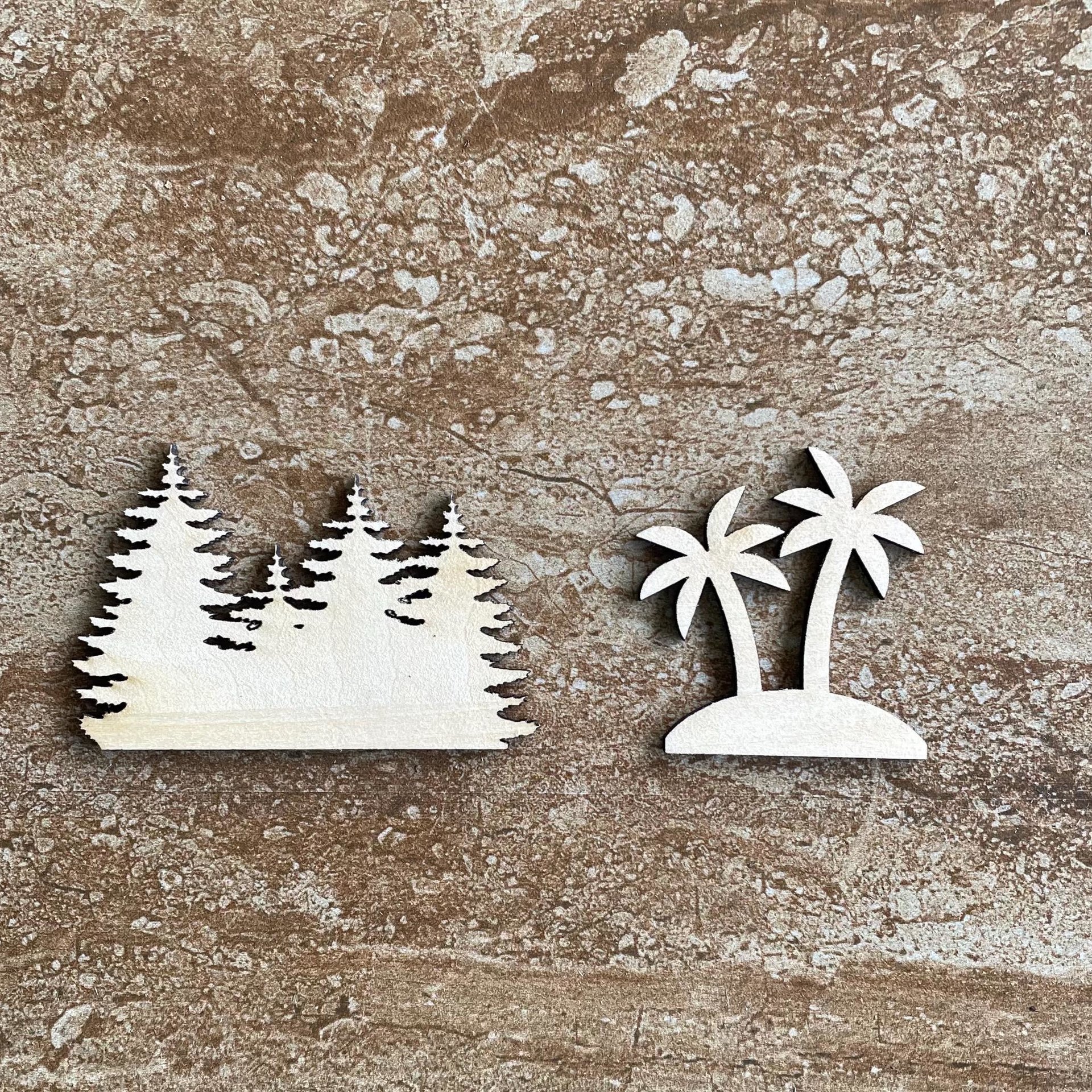 Handmade wooden DIY tree cutout in two unique styles, ready for paint or decorating