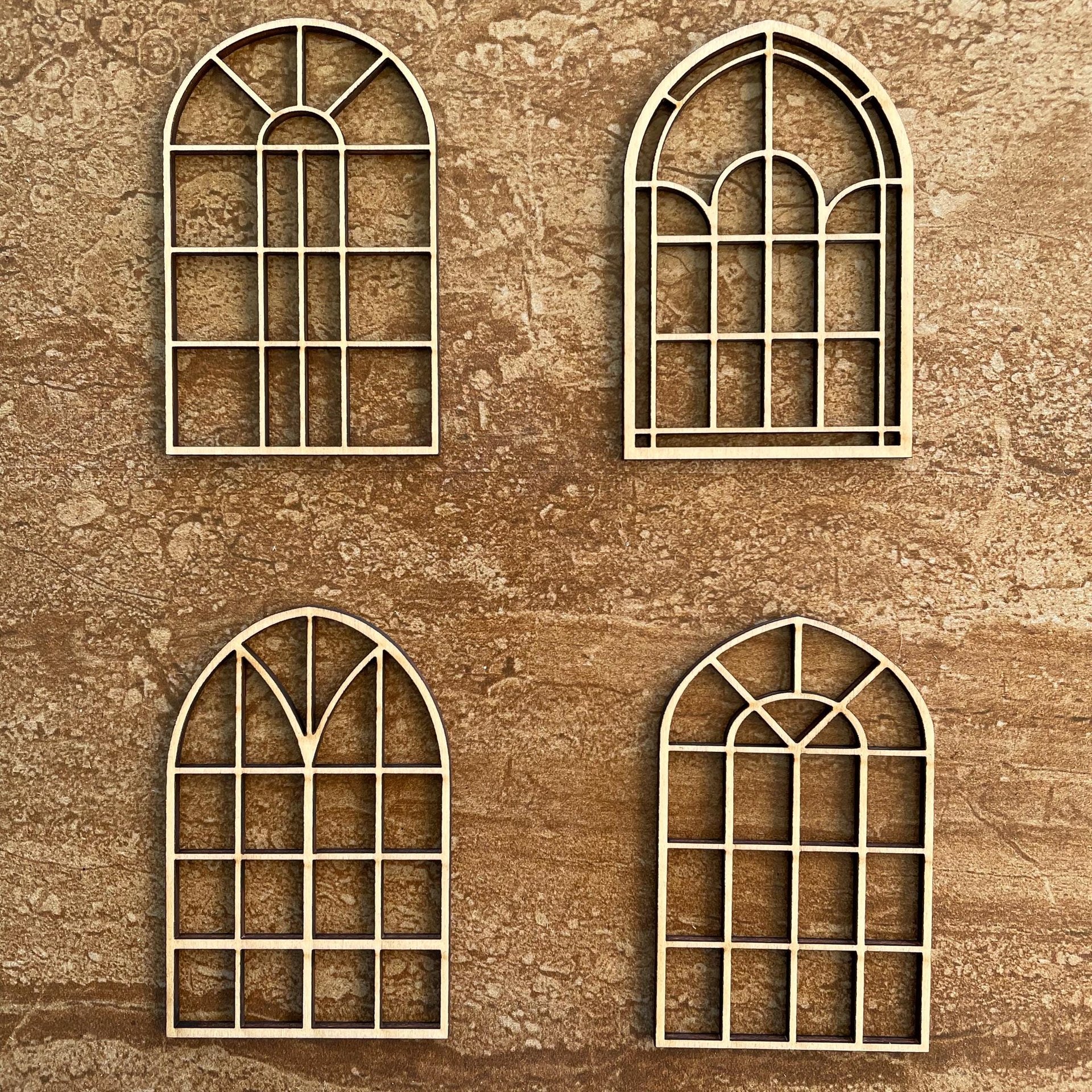 Handmade wooden DIY window cutout in four unique styles, ready for paint or decorating