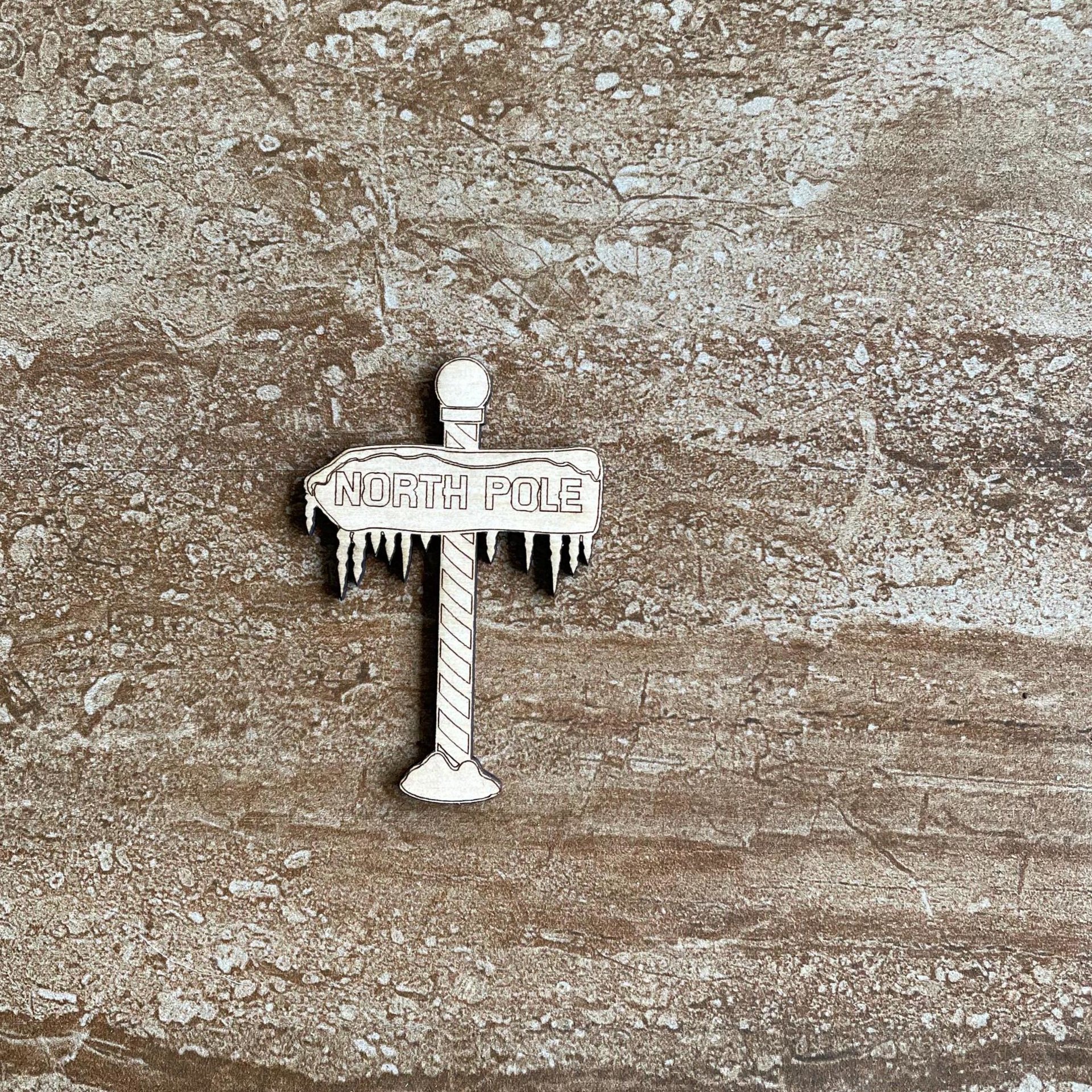 Handmade wooden DIY north pole sign cutout ready for paint or decorating