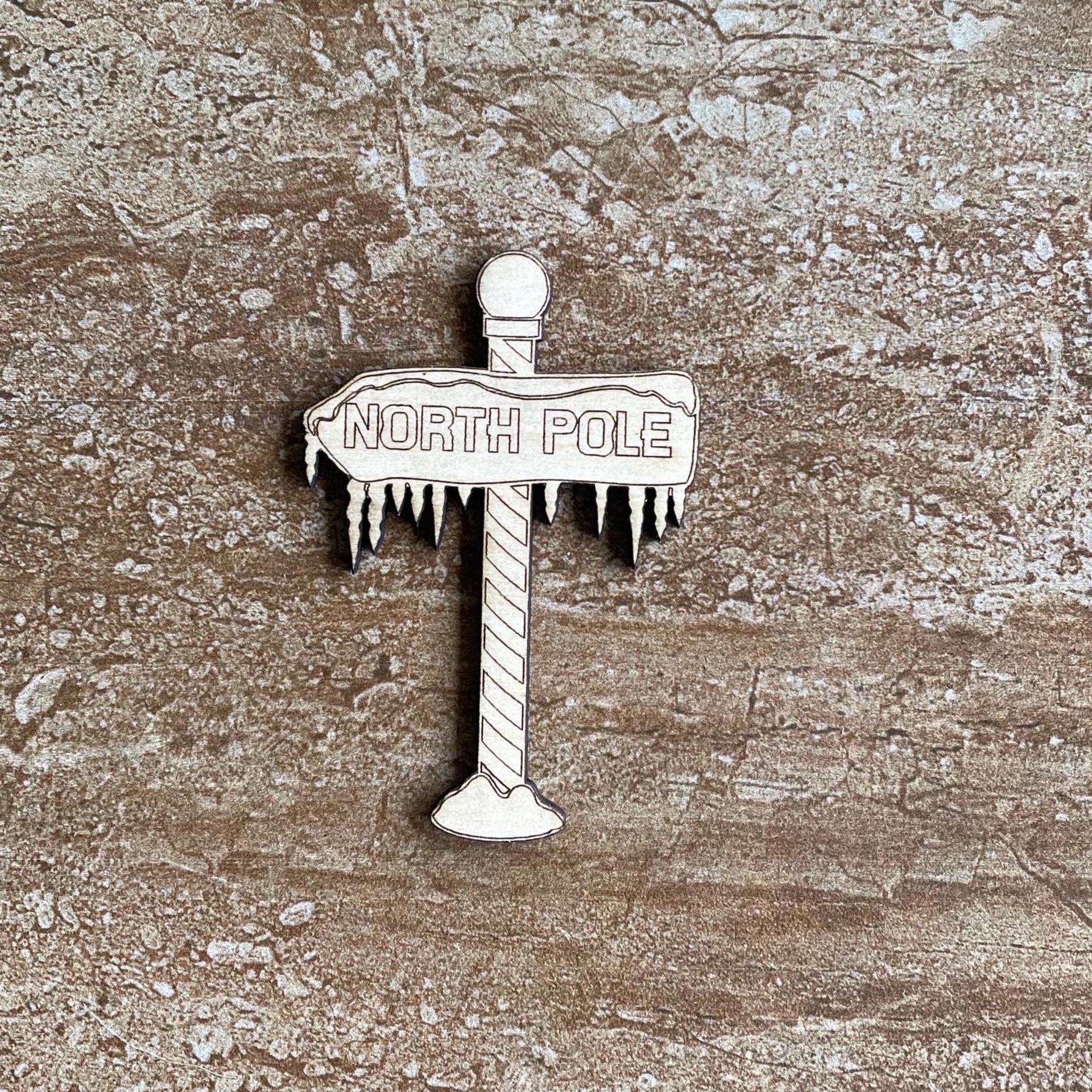 Handmade wooden DIY north pole sign cutout ready for paint or decorating