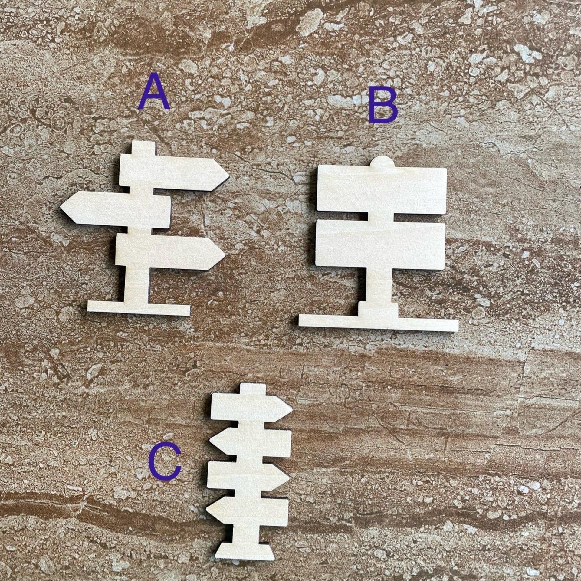 Handmade wooden DIY sign cutout in three unique styles, ready for paint or decorating