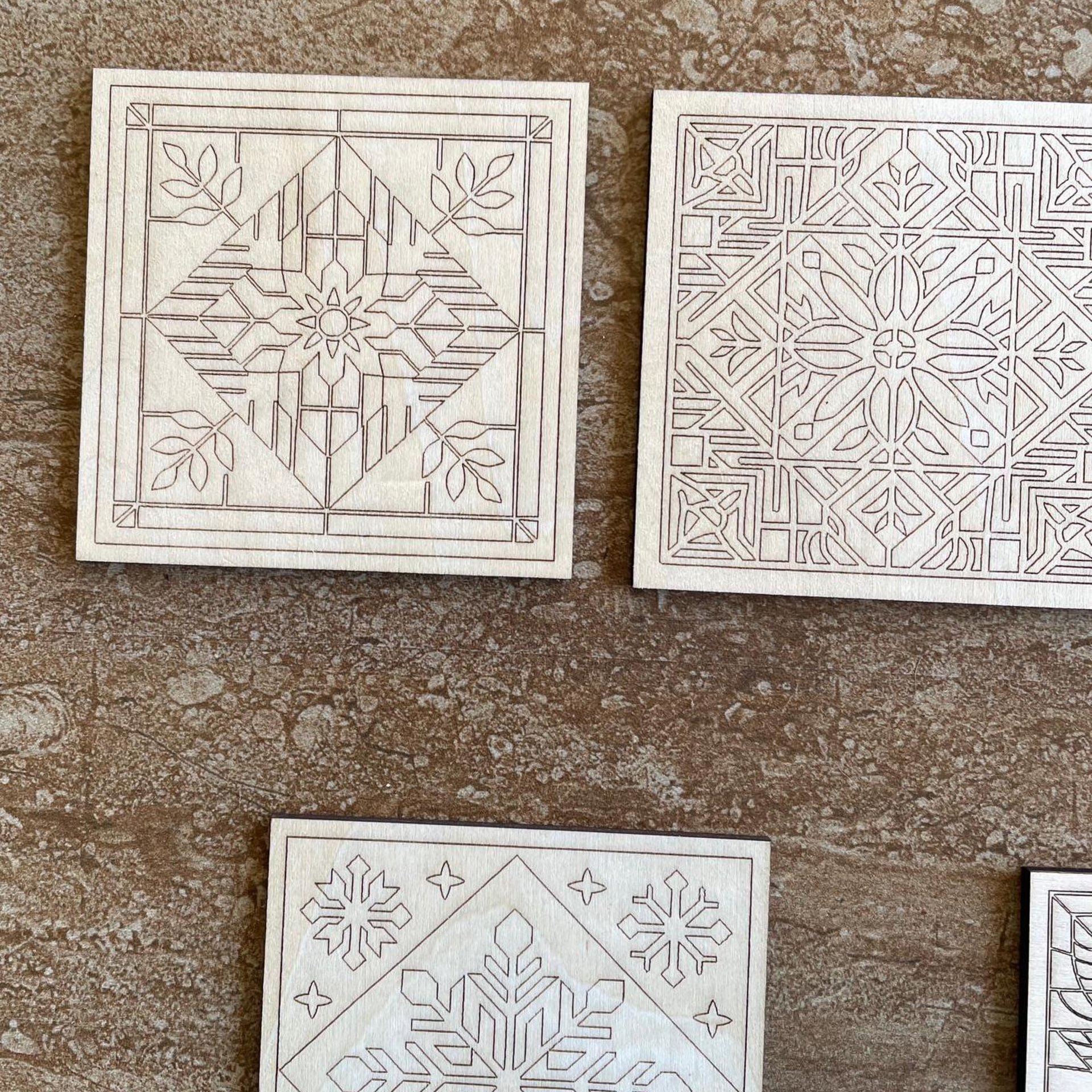 Handmade wooden DIY barn quilt cutout in five unique styles, ready for paint or decorating