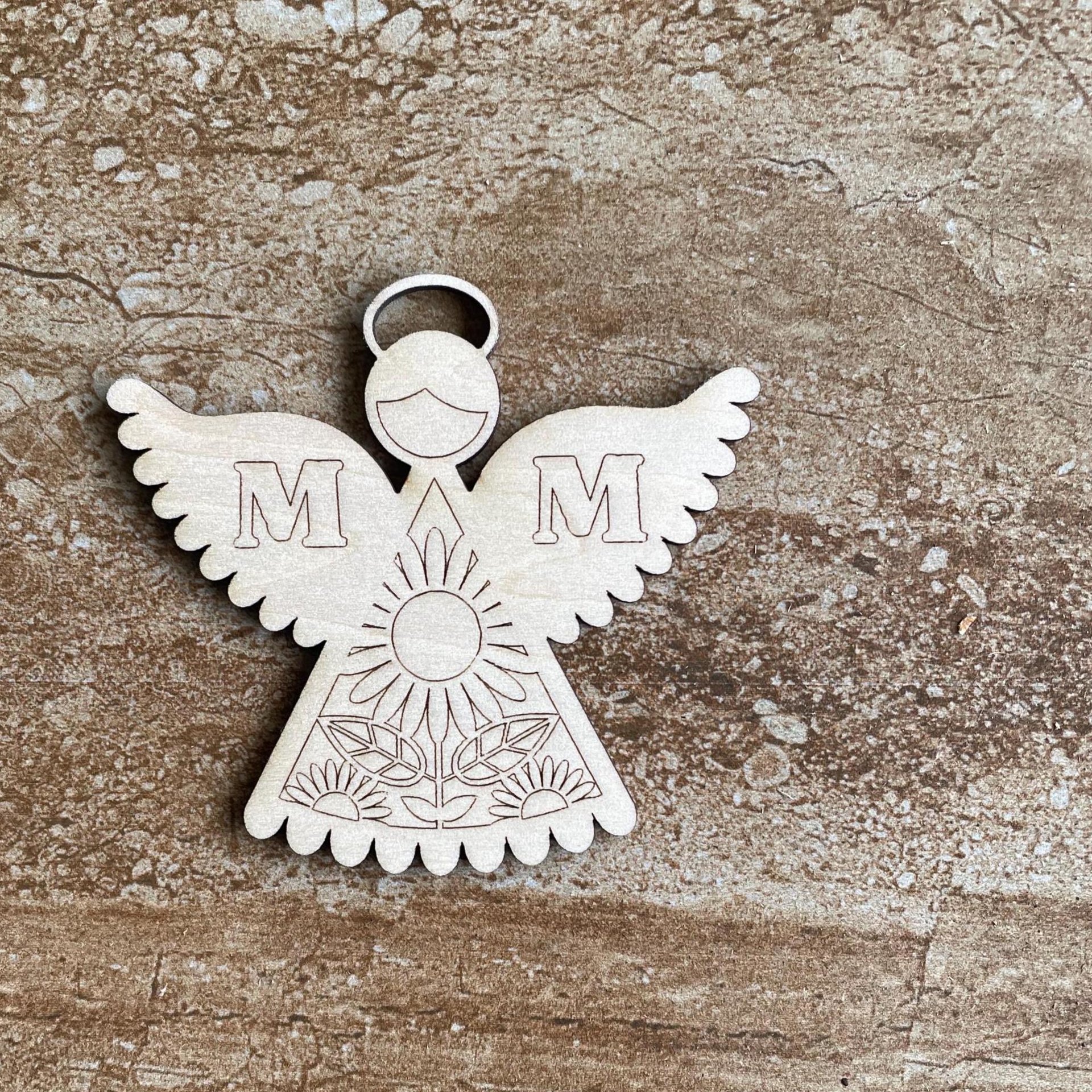 Handmade wooden DIY angel cutout in two unique styles, ready for paint or decorating