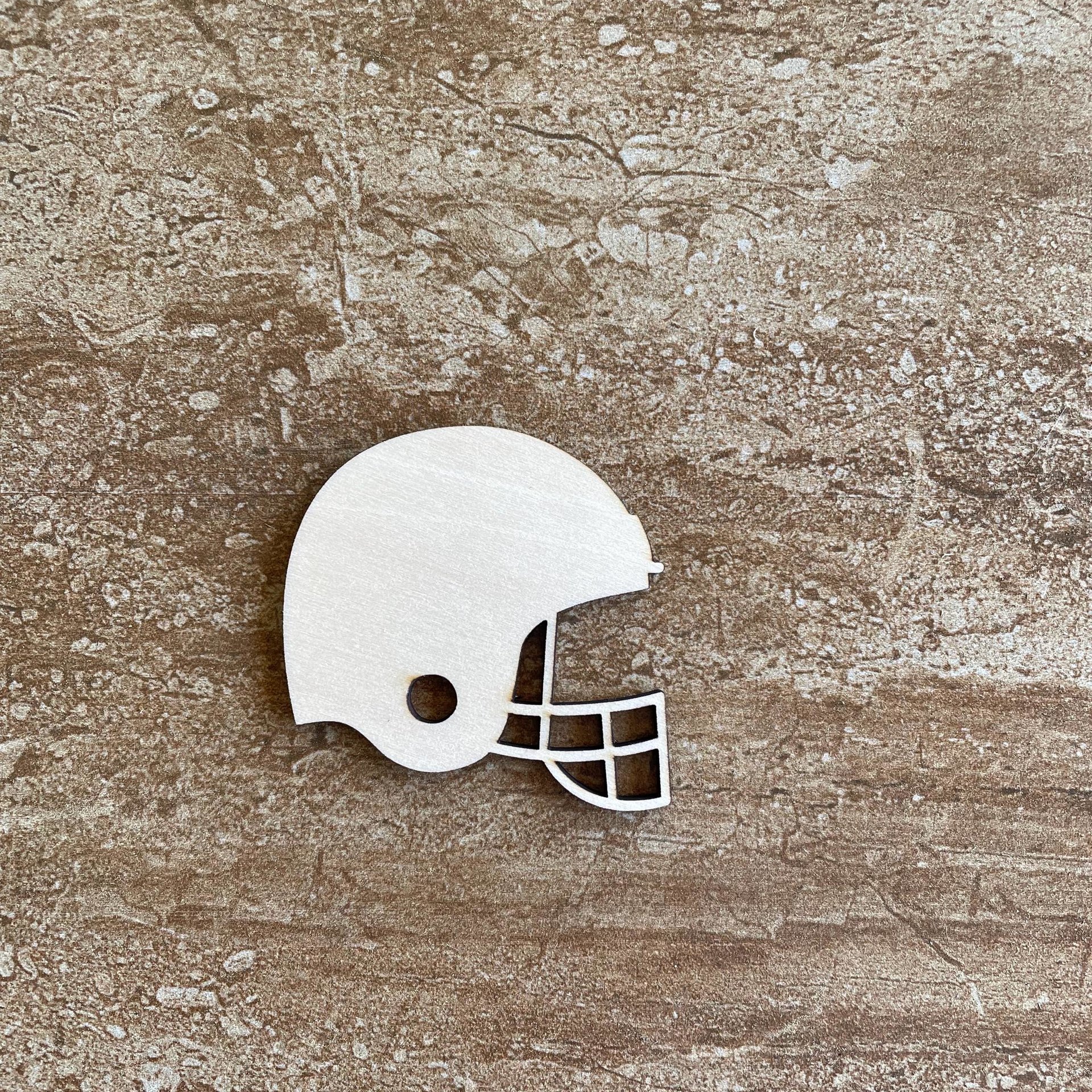 Handmade wooden DIY football helmet cutout ready for paint or decorating