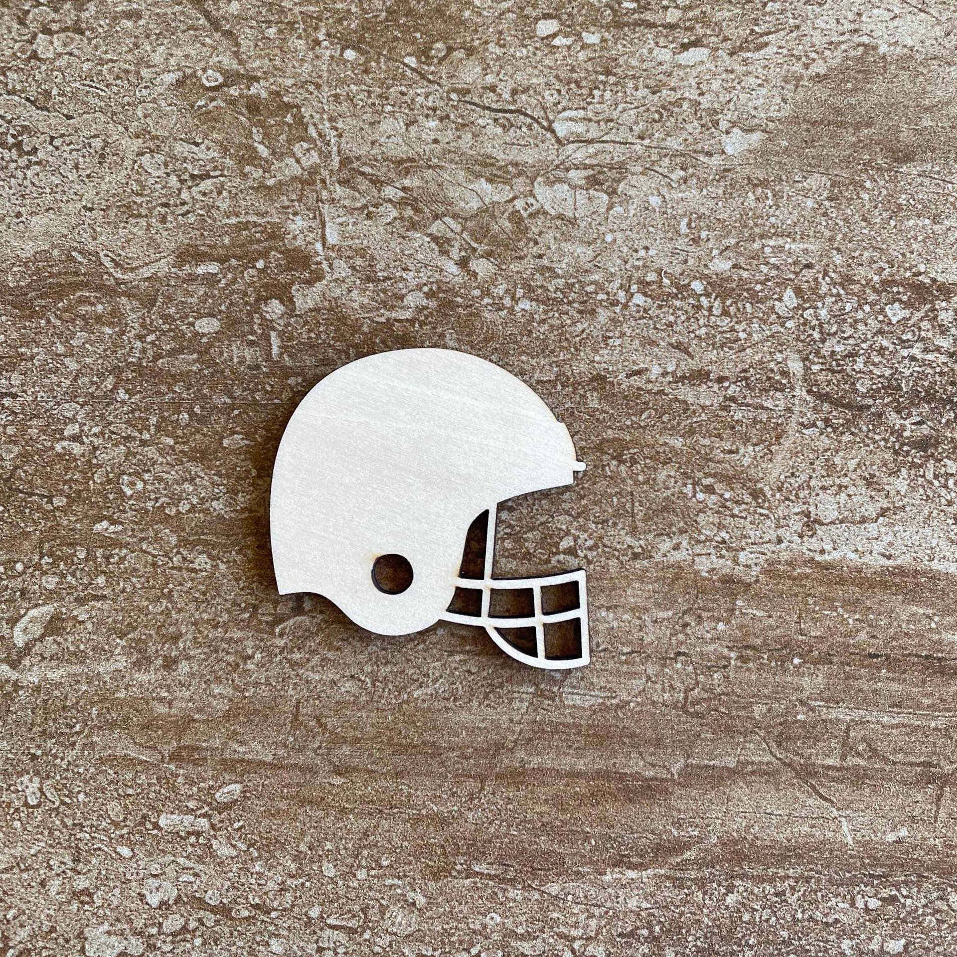 Handmade wooden DIY football helmet cutout ready for paint or decorating